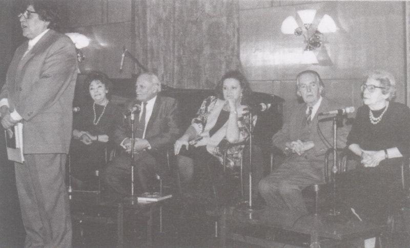 Köszöntése 60. születésnapján, a Fészek Klubban (Szabó Magda, Göncz Árpád, Jókai Anna, Mándy Iván)