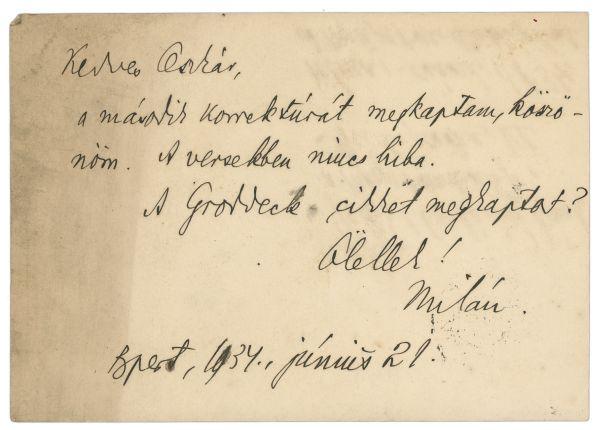 Füst Milán levele Gellért Oszkárnak (1934)