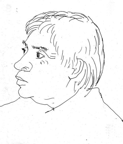 Veress Pál rajza az idősödő Rákos Sándorról