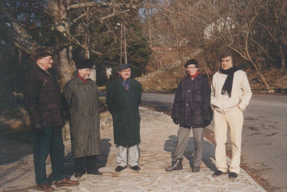 Fodor Géza, Csűrös Miklós, Várady Szabolcs és Somlyó György Szigligeten, a 90-es évek elején