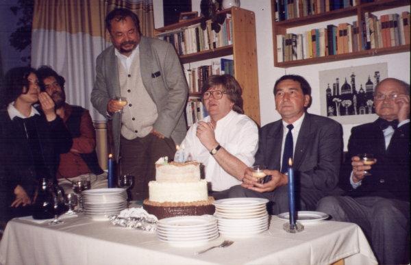 Lelkes Mária, König Róbert, Lázár Ervin és Görömbei András Nagy Gáspár 50. születésnapján (1999)