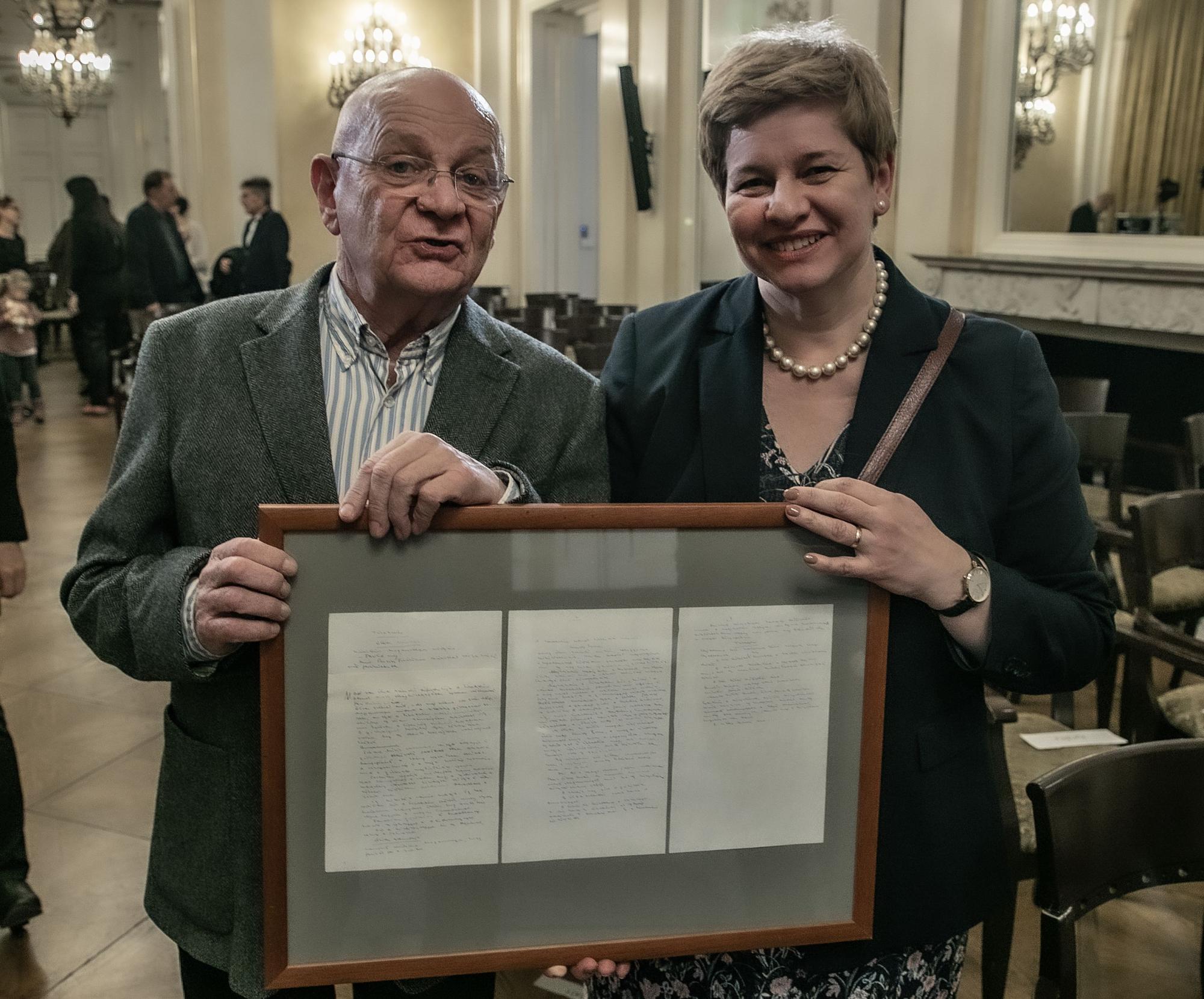 Bereményi Géza és Török Petra, a Petőfi Irodalmi Múzeum főigazgatója az ünnepségen (2026, PIM)