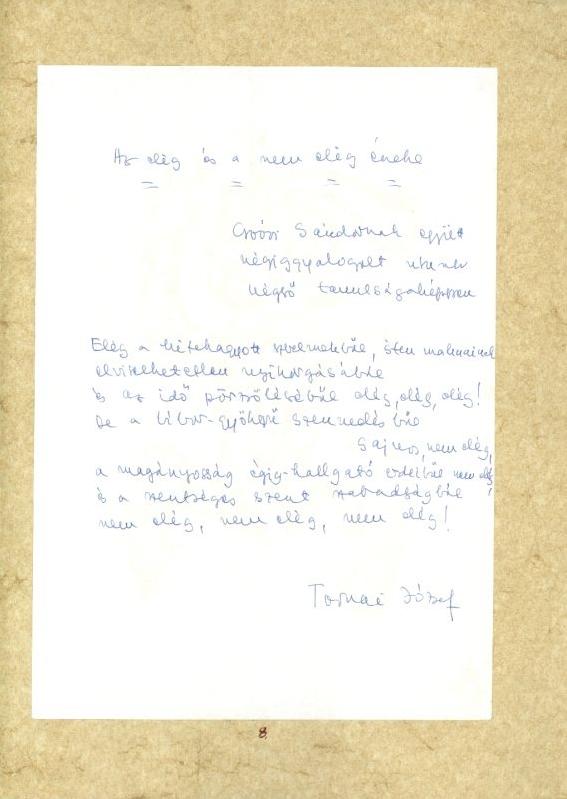 Tornai József: Az elég és a nem elég éneke