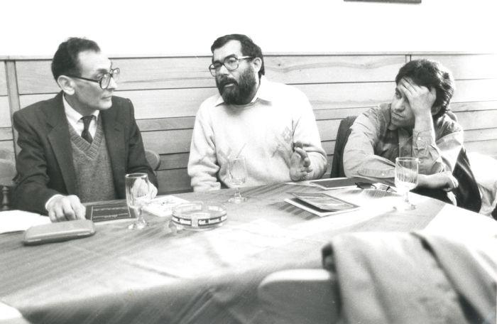 Könyvbemutatón Fried István és Balogh József társaságában (1994)