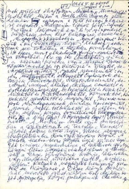 Szentkuthy Miklós életének utolsó szépirodalmi kéziratoldala, az Euridiké nyomában című regényből, amely befejezetlen maradt