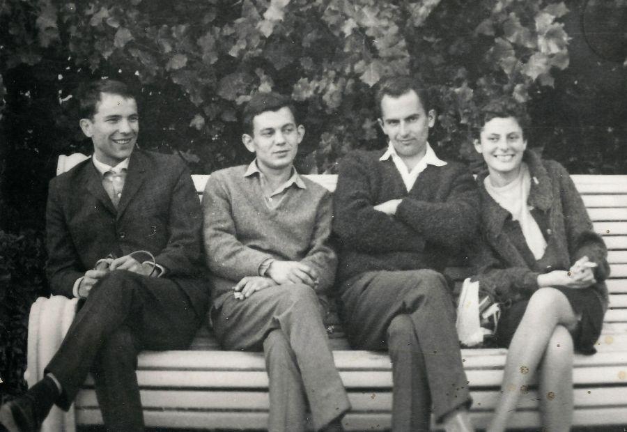 Horgas Béla, Bella István, Sumonyi Zoltán és felesége, Judit Moszkvában (1964)