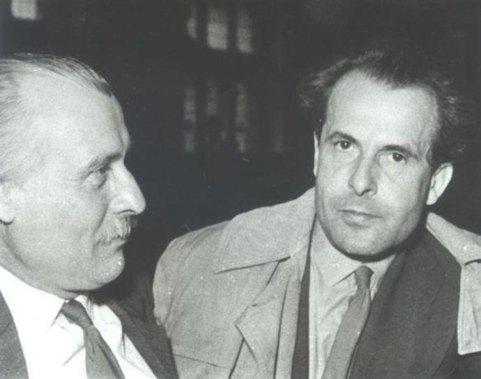 1962. Csorba Győző és Takáts Gyula az Írószövetség közgyűlésén, Budapesten.