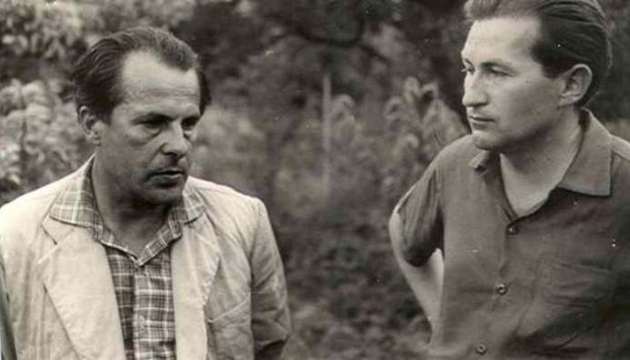 1963. június 29. Csorba Győző és Fodor András Pécsett, Csorba kertjében.