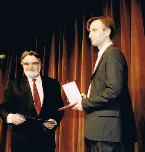 Mácsai Pállal a Mensáros-dij átadásán, 1996