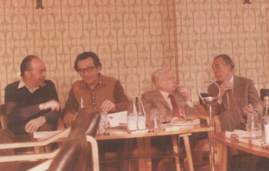 Domokos Mátyás, Lator László, Kálnoky és Mándy Iván a Pen Clubban, 1982