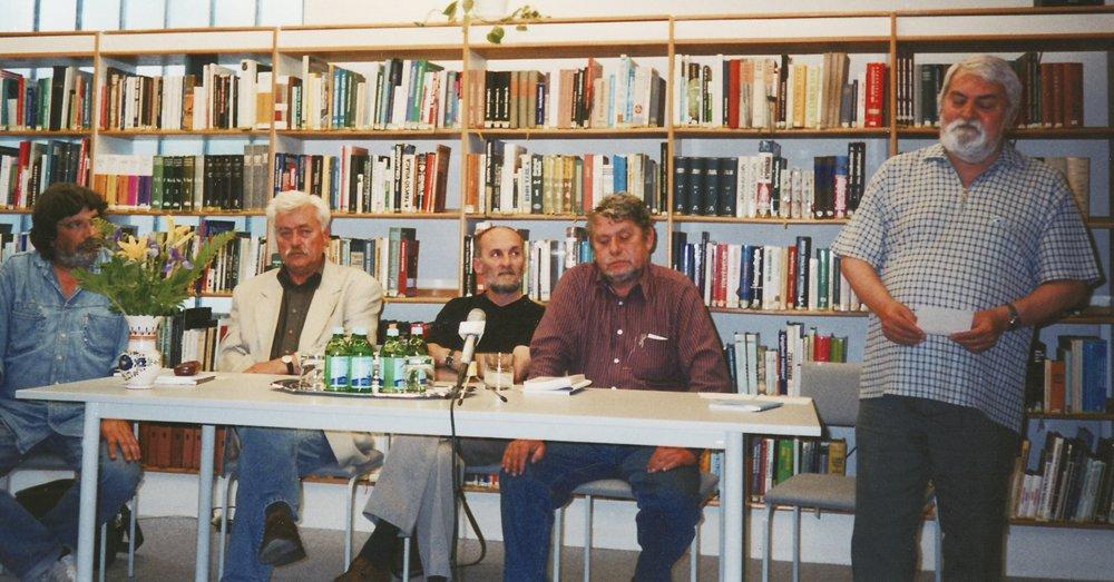 Író-olvasó találkozó: Léka Géza, Szöllősi Zoltán, Szikra János, Kiss Benedek és Utassy József (2000)