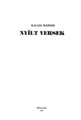 Nyílt versek (1978)